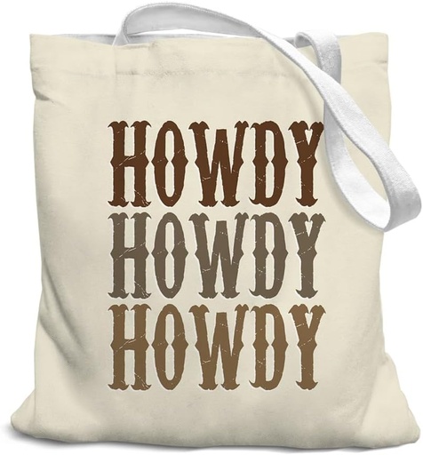 [BRSRA2YDCACRMA3U] SZERE Western Cowgirl Howdy Preppy Canvas Tote Bag, Howdy Sign, Reusable Grocery Bags, Western Retro Shopping Gift Bag for Work Travel Shoulder Bag, Best Gift for Western Cowgirl Lovers