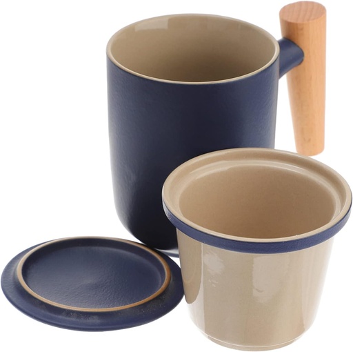 [BRSRACD3CUORMEYV] Veemoon 1set Tea Infuser Mug Lid Double Design for Tea Separation for Office Home Use Lightweight and Travel-friendly Glaze