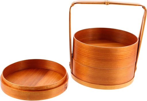 [BRSREYAEBNYB4ALU] Cabilock Japanese Wooden Box Lunch Sushi Container for Home Bento Food Container