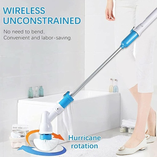 [BRSREAQKDEMGCG3K] Electric Spin Scrubber, Upgrade Cordless Shower Scrubber with 3 Replaceable Brush Heads, Extension Handle, Bathroom Cleaning Brush for Bathtub Floor Tile Grout