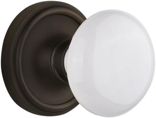 [BRSWIZY6PN5WK23Y] Nostalgic Warehouse Classic Rosette White Porcelain Round Door Knob
