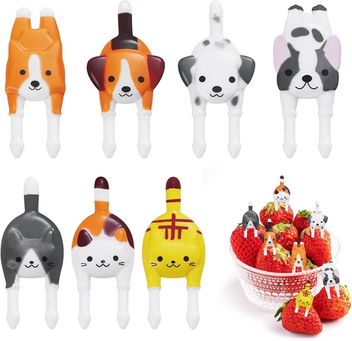 [BRSREYAQO4CAGDTH] 7 Pcs Food Picks, Cute Animal Food Picks Cartoon Fruit Toothpicks for Bento Box, Lunch Accessories