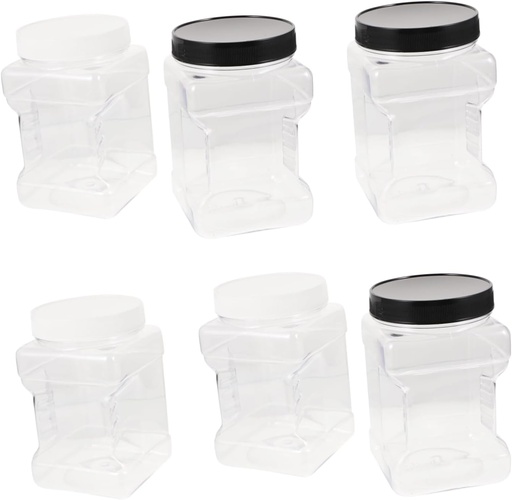 [BRSRAHT5C4MAYC3F] NAMOARLY 6pcs Square Plastic Bottles Lids for Honey Syrup Bulk Storage Food Containers