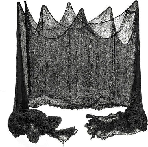[BRSWYGA7AAIAKF3U] Yobbai 400x80 Inch Oversized Halloween Black Creepy Cloth - 33x6.5ft Spooky Fabric Cloth for Haunted House - Creepy and Spooky Halloween Decorations for Party Outdoor Or Indoor