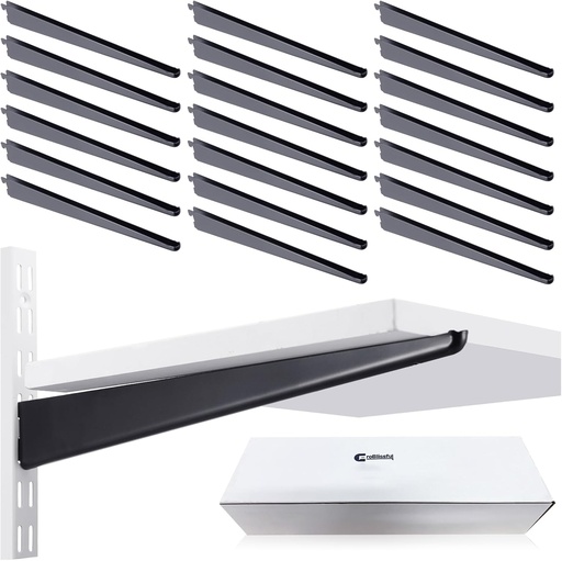 [BRSRAZYQBEHWE2DZ] CroBlissful 20 Pcs Adjustable Shelf Brackets for Double Track System Closet Organization Heavy Duty Wire Shelf Brackets(Black,14.5 Inch)