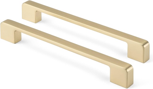[BRSRMFT4AQIRSHTH] Haliwu 5 Pack Cabinet Handles Brushed Gold Cabinet Pulls 7-1/2 Inch Hole Center Drawer Pulls Modern Square Dresser Handles for Bathroom Kitchen Bedroom, Zinc Alloy