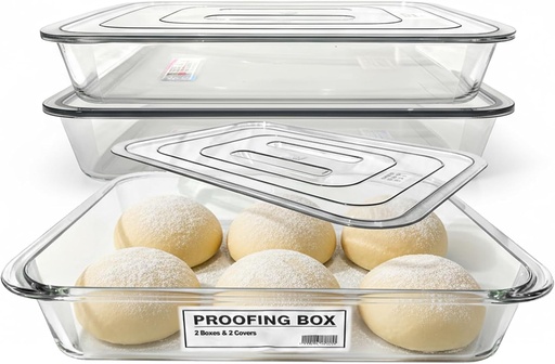 [BRSREAYNAB4GE3Y2] ADECTA Dough Proofing Box 2 Pack – Stackable Pizza Dough Container with Lid, Large Proofing Container for Pizza & Bread, Pizza Dough Tray for Bread Making & Sourdough, BPA-Free
