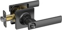 ZEVAWAY Entrance Lever Door Handle Door knob with Lock Black Door Handle Entry Lever Reversible for Right & Left Side.Matte Black.1pack