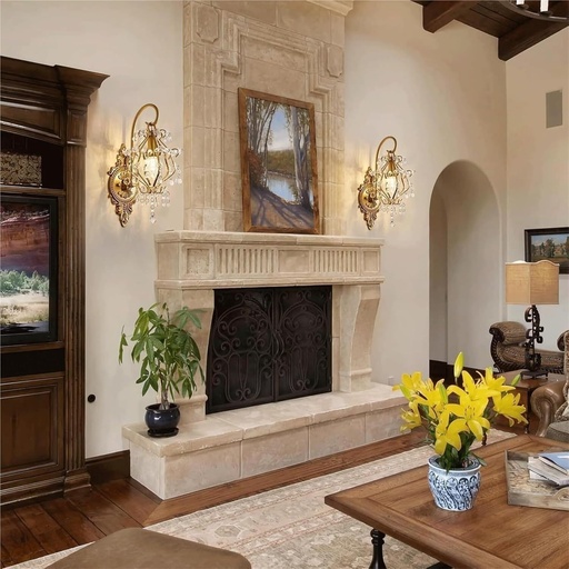 [BRSREHQZCMPBSDLK] ZLKJHSHOP Q Hardware Luxury Crystal Villa Wall Lamps French Style Wall Sconce Light with E27/26 Base Wall Light for Bedroom Bedside Decoration Living Room Background Wall