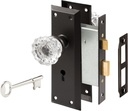 Prime-Line E 28337 Mortise Keyed Lock Set with Glass Knob – Perfect for Replacing Antique Lock Sets and More, Fits Doors with 2-3/8 In. Backset (Single Pack)