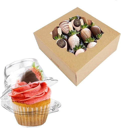 [BRSRO2Y5O55BOCTL] LOKQING 50 Pcs Cupcake Boxes and 20 Pack Brown Pie Boxes Cake Boxes for Gift Giving