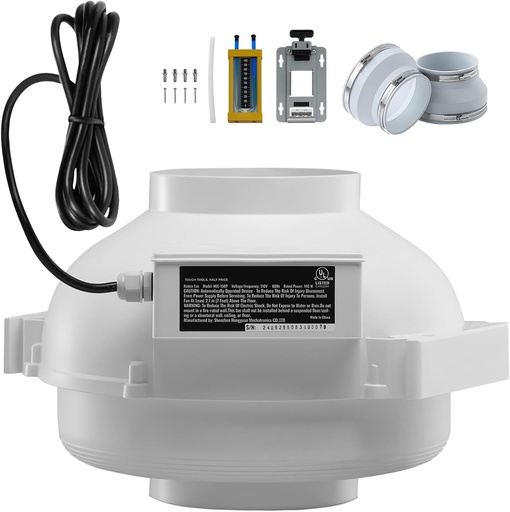 [BRSRAC35PIHAIHQ3] Happybuy Radon Fan Kit, 6 to 4.5 inch, 380CFM Quiet, with Couplers, for Indoor & Outdoor Ventilation