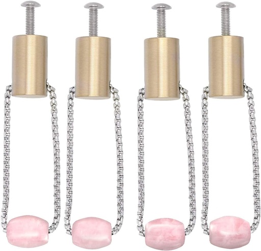 [BRSWYEIOCFYAMFLP] mookaitedecor Set of 4 Cabinet Knobs with Healing Stone Rose Quartz Beads, Decorative Drawer Pulls Handle Crystal-Knobs for Dresser Wardrobe Cupboard