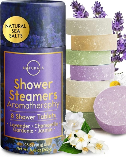 [BRSRMCATBYHGOYDA] Shower Steamers Aromatherapy - Birthday Gifts for Women and Men - Shower Bombs Aromatherapy, Spa Day Essentials, Relaxation Spa Gifts - Self Care Stocking Stuffers (Lavender 8 Count)