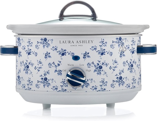 [BRSRAGANBF5RMYDJ] Laura Ashley Slow Cooker 3.7 Quart - Large Slow Cooker 3.7 QT for 4 to 5 People - Energy Efficient Slow Cookers with 3 Heat Settings - Dishwasher Safe Removeable Ceramic Crock & Tempered Glass Lid