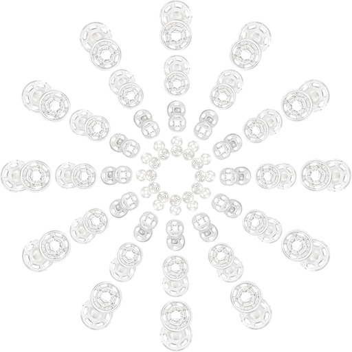 [BRSW2AIQCEOROETB] TOAOB 120 Sets 4 Sizes Plastic Sew on Snaps Buttons Round Clear Snaps Invisible Fasteners Sewing on Snap Buttons 7mm 12mm 15mm 21mm for Shirts Clothing DIY Supplies