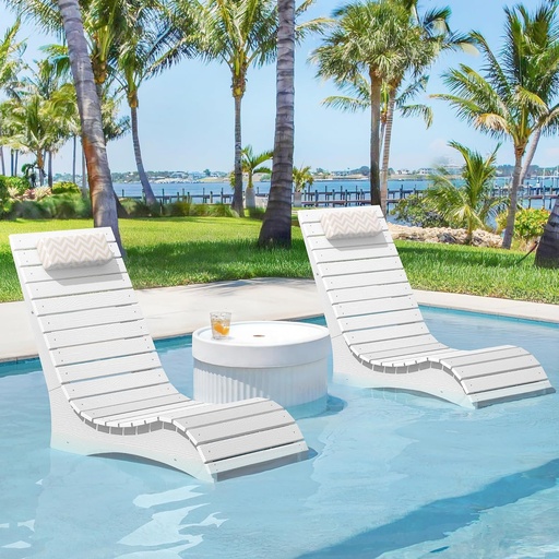 [BRSRE2QOCUBBEHIZ] Homenjoy HDPS Pool Lounge Chairs Set of 2, Use in Pools Lounge Chairs up to 10-Inches of Water, Chaise Chairs with Headrest, Lounge Chair Outdoor, Fade-Resistant Pool Lounger for Deck