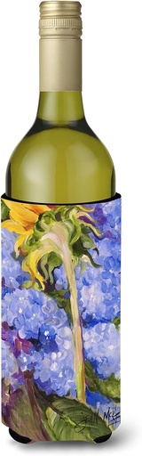 [BRSWIBIIAENRMHLK] Caroline's Treasures JMK1174LITERK Hydrangea and Sunflower Wine Bottle Hugger Bottle Cooler Sleeve Hugger Machine Washable Collapsible Insulator Beverage Insulated Holder