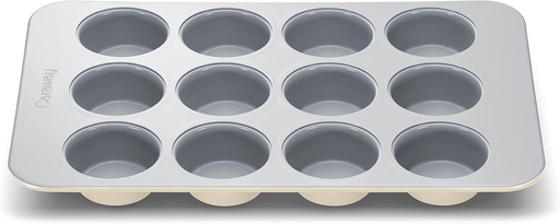 [BRSRMZILOQBWKET2] Caraway Non-Stick Ceramic 12-Cup Muffin Pan - Naturally Slick Ceramic Coating - Non-Toxic, PTFE & PFOA Free - Perfect for Cupcakes, Muffins, and More - Cream