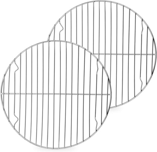 [BRSWYYYQBMBWO3I2] P&P CHEF 10½ Inch Cooking Rack Round, Stainless Steel Round Rack for Cooking Cooling Steaming Baking, Fit Air Fryer Pot Pressure Cooker, 2 Pack -Oven Safe, Silver