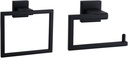 Matte Black Bathroom Accessories Kit 2-Pieces Bathroom Hardware Set (Towel Ring and Toilet Paper Holder) SUS 304 Stainless Steel Wall Mounted
