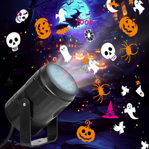 [BRSREFL3DJ7AK23H] Halloween Projector Lights Outdoor/Indoor, Led Lights Projector for Halloween Decorations, Holiday Projector for Halloween Party,2025 Upgrade Halloween Indoor for Home，Halloween Gift (Black)