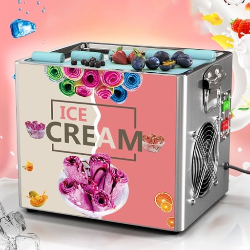 [BRSREYANC4GQ2FL4] Fried Ice Cream Roll Machine, 30x24cm/11.8Inx9.4In Stir-Fried Ice Cream Pan, Stainless Steel Rolled Ice Cream Maker with 1 Scrapers, for Making Ice Cream, Frozens Yogurt, Ice Cream Rolls