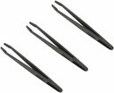 Auniwaig 3pcs Precision Plastic Tweezers, Slant Flat Tip Anti-Static Tweezers for Jewelry Craft DIY Beauty Electronics Repair Tool (4.7 Inch, Black01)