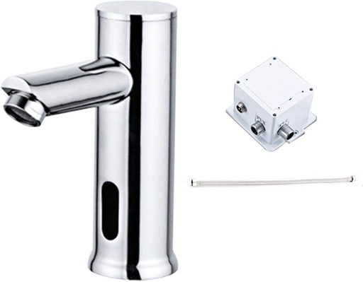 [BRSW2AT4OFYBQCTA] Automatic Sensor Touchless Sink Touchless Bathroom Faucet with Hole Cover Plate, Chrome Brass Hands Free Bathroom Tap, Infrared Motion Sensor and Temperature Control Basin Faucet