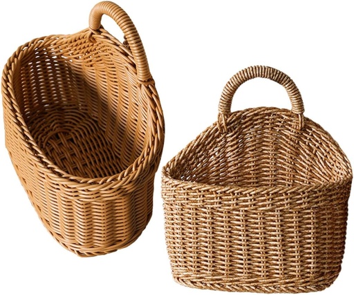 [BRSREYABAAFAAELK] PRETYZOOM 2pcs Decorative Wire Basket Woven Wall Hanging Basket for Kitchen Fruit Fruit Storage Wall Decor