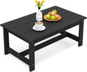 SERWALL HDPE Patio Coffee Table for Balcony, Deck, Black