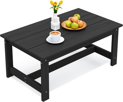 [BRSROAINBAHRQALZ] SERWALL HDPE Patio Coffee Table for Balcony, Deck, Black