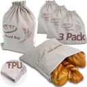 3 Pack Linen Bread Bags for Homemade Breads, Linen Bread Bag, TPU Interior Lining, Reusable Breads Bag, Bread's Bags for Homemade Bread's Sourdough, Reusable Bread’s Bag's (13x17 Inches Large)