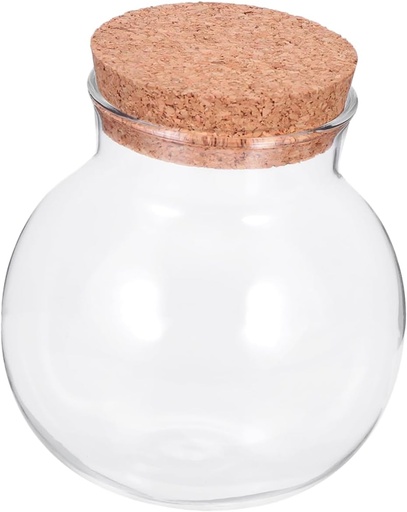 [BRSREGIHB57QI3LH] VALICLUD Clear Glass Food Storage Jar with Airtight Cork Lid Round High Borosilicate Canister for Kitchen Organization Multipurpose Container for Cookies Candy Tea Sugar Flour