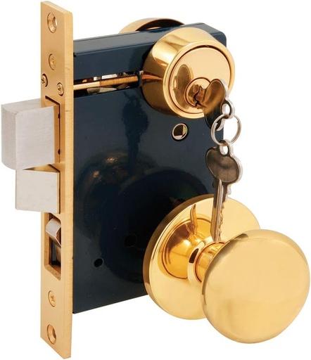 [BRSWKHQ2AQIWYHYV] Prime-Line SE 27580 2-1/2 in. Backset, Entrance Mortise Lockset, Wrought Solid Brass, Right Handed (Single Pack)