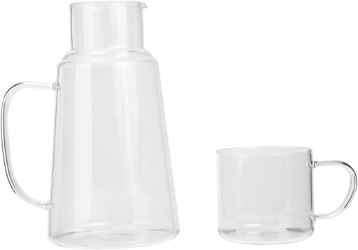 [BRSREZYBDEBBOHLA] OUNONA 1Set Cold Resistance Water Kettle with Cup Transparent High Borosilicate Glass Beverage Holder for Juice Beer Iced Tea and More for Home and Office Use