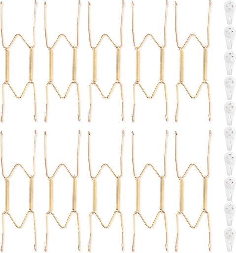 [BRSRA2T3AUPGE2Q3] Bilillo 10 Pack Plate Hangers for the Wall, Suitable for 8-10 inch Art Plate, Stainless Steel Invisible Heavy Duty Wire Plate Holder with Wall Hooks, Plate Hangers for Displaying Plates, Platter, Dish