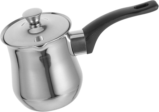 [BRSREHY3O4PBSCLH] Hemobllo Stainless Steel Turkish Coffee Pot with Lid Multifunctional Milk Warmer and Butter Melting Pan for Stove Top Easy Pour Spout and Elegant Coffee and Tea Brewing Kettle for Home and