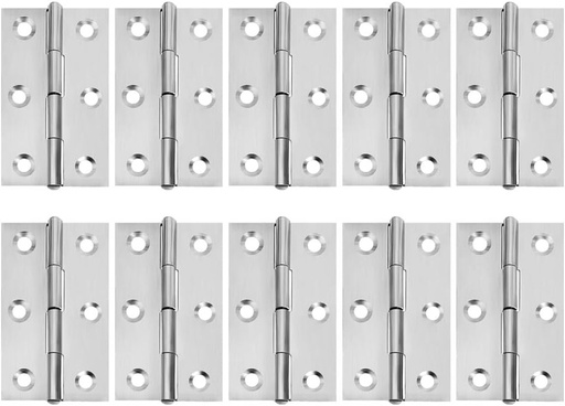 [BRSWYHQZCR6WA23J] 10 Pcs Stainless Steel Home Furniture Hardware Door Hinge Long 2.15 x 1.3 inch