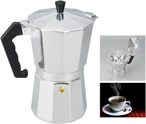 [BRSWGBIBAEORMH3H] S28esong Moka Pot, 3/6/9/12 Cup Aluminum Stove Top Espresso Maker, Easy Clean, Silver