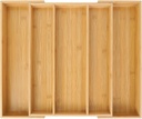 Utoplike Bamboo Expandable Kitchen Drawer Organizer, Adjustable Utensil Holder and Cutlery Tray Organiser, Drawer Divider for Silverware, Flatware, Knives in Kitchen, Bedroom, Living Room, 5 Slot