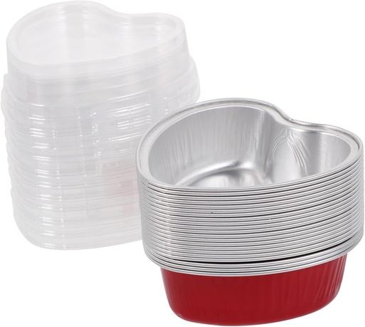 [BRSROC33CANB4H3V] Zerodeko 20pcs Foil Cake Case Heart Shaped Cake Carrier Compact Box for Household Bakery Portable Easy to Use