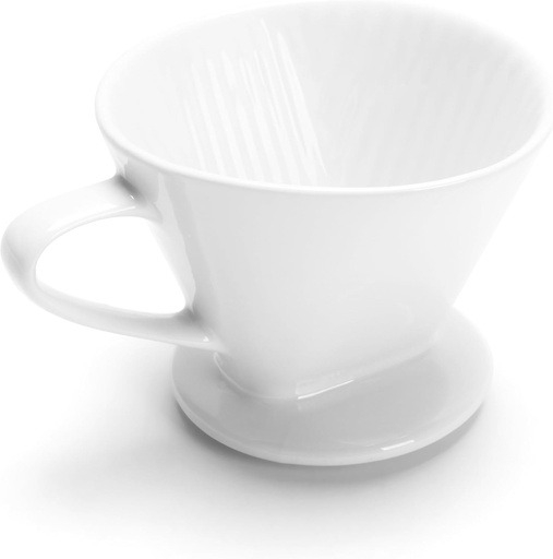 [BRSREYABCV5BAAD6] YACEYACE Pour Over Coffee Maker, Single White Ceramic Coffee Dripper with 3 Holes, Large Coffee Pour Over for Shop, Office, Home