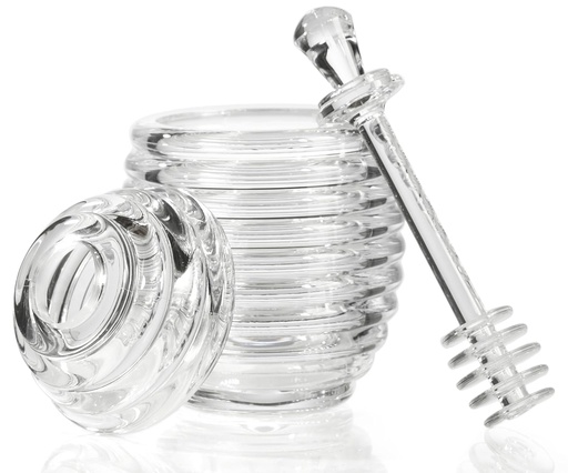 [BRSWIYQQCIBRGDTE] Prodyne Acrylic Honey Jar With Server, Off-white Medium
