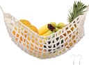 12.5x16inch Hanging Fruit Hammock, Fruit Holder Hanging with 2 Hooks 100% Cotton Handmade Woven Space-Saving Fruit Basket Under Cabinet for Kitchen Ship Storage