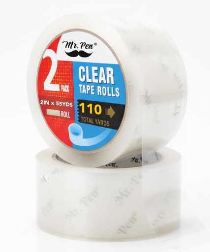 [BRSWYZDQOAMBO3LU] Mr. Pen- Packing Tape, 2Pack, 2in Wide, 60 Yards, 1.9mil, No Smell, Shipping Tape, Packaging Tape Rolls, Clear Box Tape, Mailing/Moving Tape, Packing Tape Refill