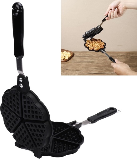 [BRSREAQOPIJRSYA4] VELATEMOR Heart Shaped Waffle Maker, Waffle Maker Pan, Make 5 Mini Heart Shaped Waffles Small Kitchen Stovetop Waffle Baking Pan for Family Breakfast