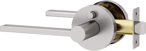 [BRSRAHD7C4CQGFLV] Okun Muse 1-Pack Brushed Nickel Privacy Door Levers – Push Button Lock, Reversible, Sleek Concealed-Mount Design for Bedroom & Bathroom