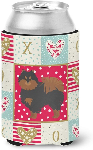 [BRSWYZTRPMFR6ETJ] Caroline's Treasures CK5878CC Pomeranian #2 Love Can or Bottle Hugger, Red Cooler Washable Drink Sleeve Collapsible Beverage Insulated Holder, Can Hugger, Multicolor