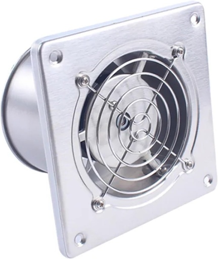 [BRSRE2Y5AV6RECDU] Kitchen Exhaust Fan 25W 4 Inch Kitchen Toilet Exhaust Fan Stainless Steel Louver Mini Window Exhaust Fan Air Ventilation Draft Blower Metal Pipe(Square)